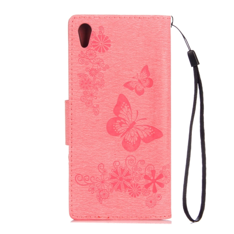 For Sony Xperia XA1 Pressed Flowers Butterfly Pattern Horizontal Flip Leather Case with Holder & Card Slots & Wallet