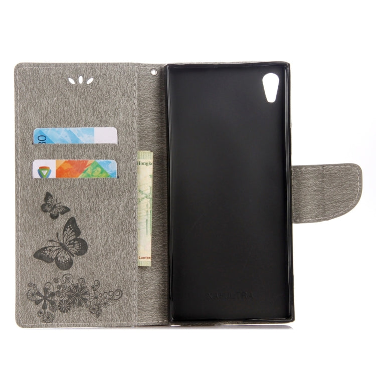 For Sony Xperia XA1 Pressed Flowers Butterfly Pattern Horizontal Flip Leather Case with Holder & Card Slots & Wallet