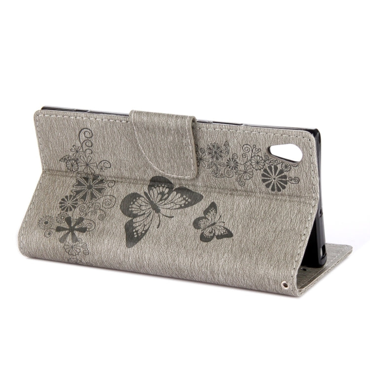 For Sony Xperia XA1 Pressed Flowers Butterfly Pattern Horizontal Flip Leather Case with Holder & Card Slots & Wallet
