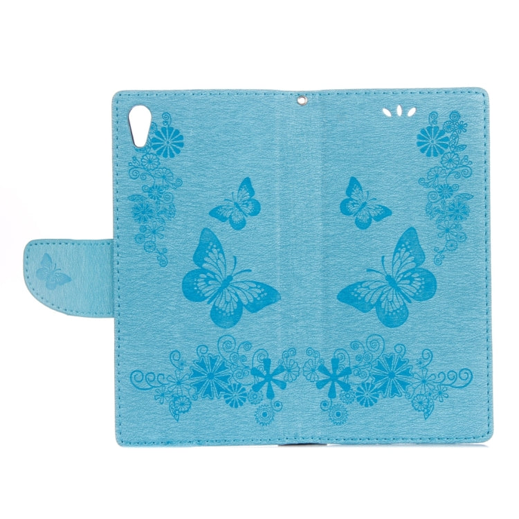 For Sony Xperia XA1 Pressed Flowers Butterfly Pattern Horizontal Flip Leather Case with Holder & Card Slots & Wallet