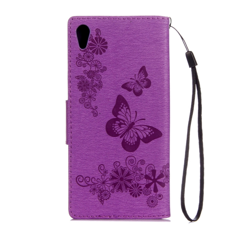For Sony Xperia XA1 Pressed Flowers Butterfly Pattern Horizontal Flip Leather Case with Holder & Card Slots & Wallet