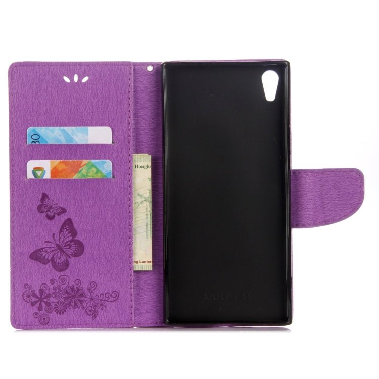 For Sony Xperia XA1 Pressed Flowers Butterfly Pattern Horizontal Flip Leather Case with Holder & Card Slots & Wallet