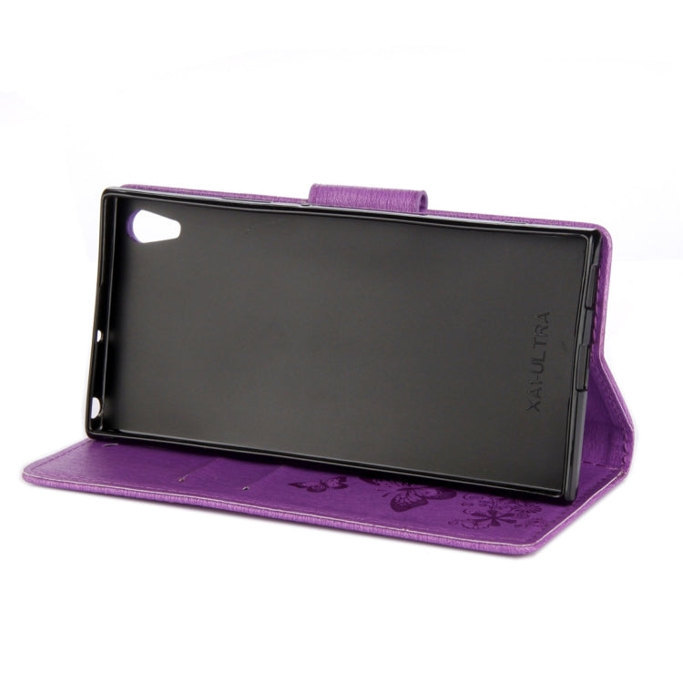 For Sony Xperia XA1 Pressed Flowers Butterfly Pattern Horizontal Flip Leather Case with Holder & Card Slots & Wallet