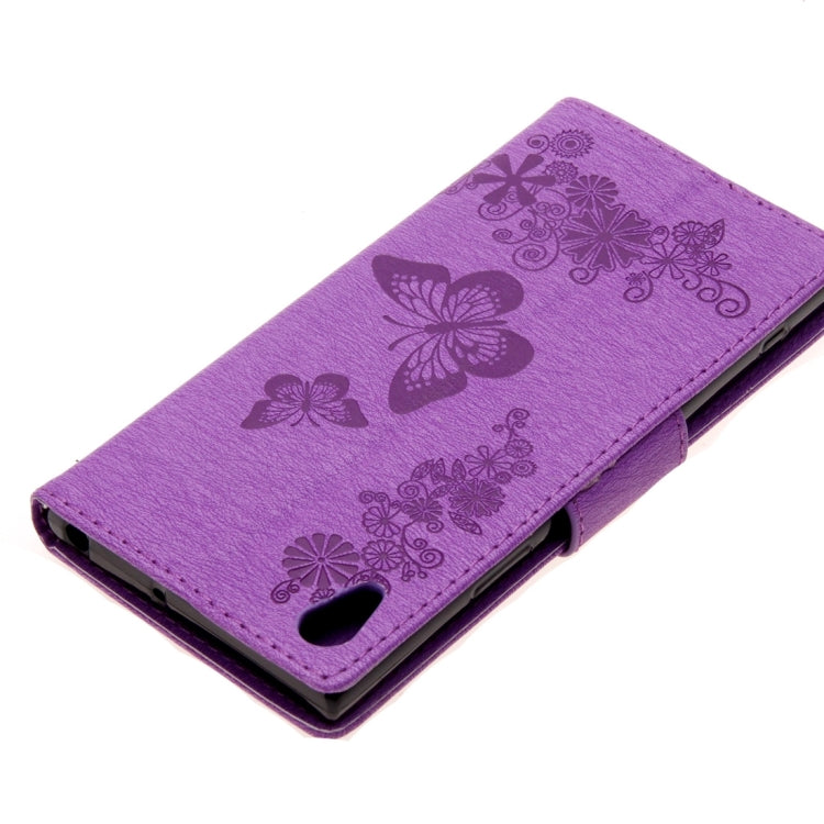 For Sony Xperia XA1 Pressed Flowers Butterfly Pattern Horizontal Flip Leather Case with Holder & Card Slots & Wallet