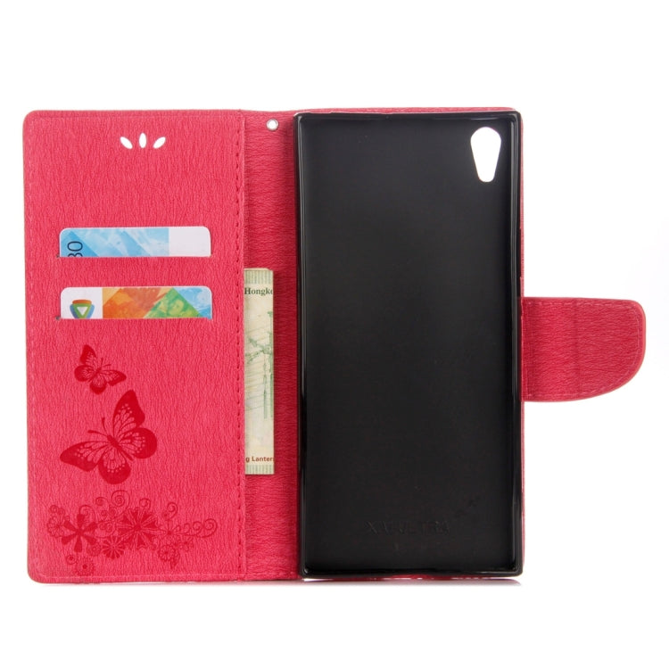 For Sony Xperia XA1 Pressed Flowers Butterfly Pattern Horizontal Flip Leather Case with Holder & Card Slots & Wallet