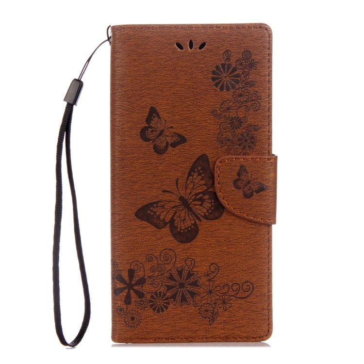 For Sony Xperia XA1 Pressed Flowers Butterfly Pattern Horizontal Flip Leather Case with Holder & Card Slots & Wallet