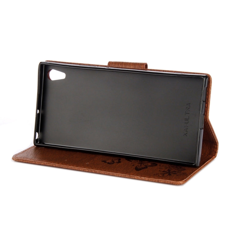 For Sony Xperia XA1 Pressed Flowers Butterfly Pattern Horizontal Flip Leather Case with Holder & Card Slots & Wallet