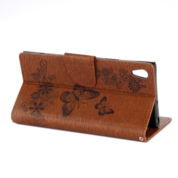 For Sony Xperia XA1 Pressed Flowers Butterfly Pattern Horizontal Flip Leather Case with Holder & Card Slots & Wallet