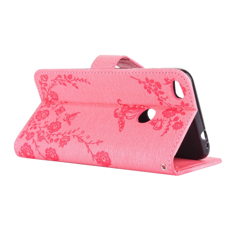 For Huawei  P8 Lite (2017) Diamante Butteryfly Pressed Flowers Pattern Horizontal Flip Leather Case with Holder & Card Slots & Wallet & Lanyard