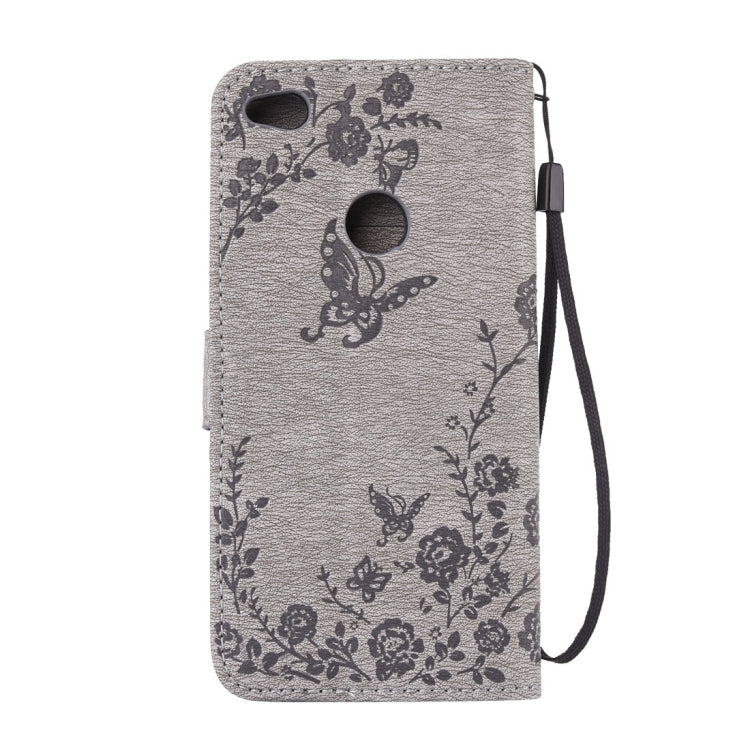For Huawei  P8 Lite (2017) Diamante Butteryfly Pressed Flowers Pattern Horizontal Flip Leather Case with Holder & Card Slots & Wallet & Lanyard