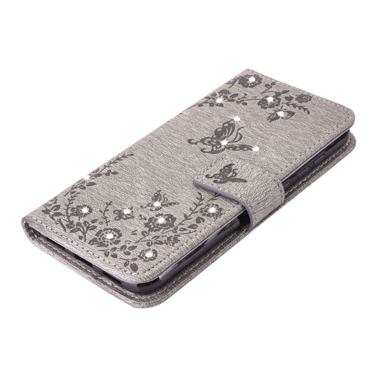 For Huawei  P8 Lite (2017) Diamante Butteryfly Pressed Flowers Pattern Horizontal Flip Leather Case with Holder & Card Slots & Wallet & Lanyard