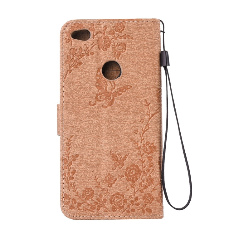For Huawei  P8 Lite (2017) Diamante Butteryfly Pressed Flowers Pattern Horizontal Flip Leather Case with Holder & Card Slots & Wallet & Lanyard