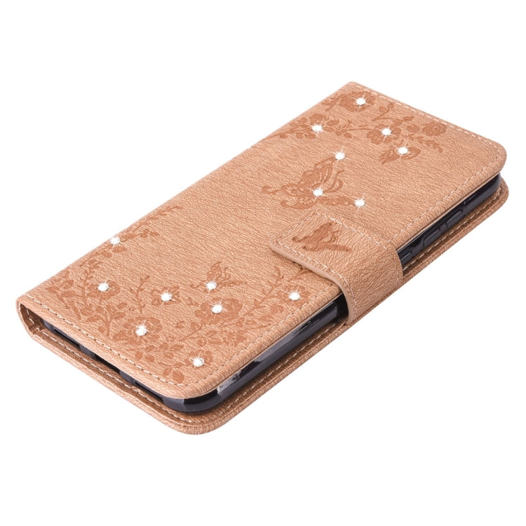 For Huawei  P8 Lite (2017) Diamante Butteryfly Pressed Flowers Pattern Horizontal Flip Leather Case with Holder & Card Slots & Wallet & Lanyard