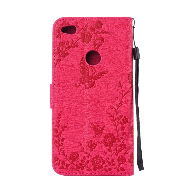 For Huawei  P8 Lite (2017) Diamante Butteryfly Pressed Flowers Pattern Horizontal Flip Leather Case with Holder & Card Slots & Wallet & Lanyard