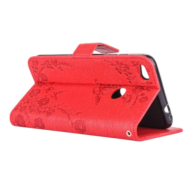 For Huawei  P8 Lite (2017) Diamante Butteryfly Pressed Flowers Pattern Horizontal Flip Leather Case with Holder & Card Slots & Wallet & Lanyard