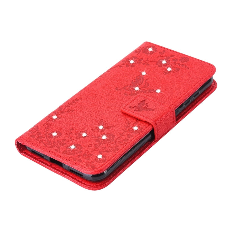 For Huawei  P8 Lite (2017) Diamante Butteryfly Pressed Flowers Pattern Horizontal Flip Leather Case with Holder & Card Slots & Wallet & Lanyard