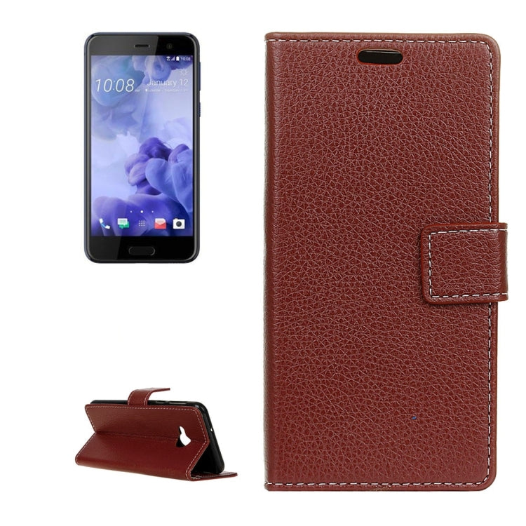 For HTC U Play Litchi Texture Horizontal Flip Leather Case with Holder & Card Slots & Wallet & Photo Frame