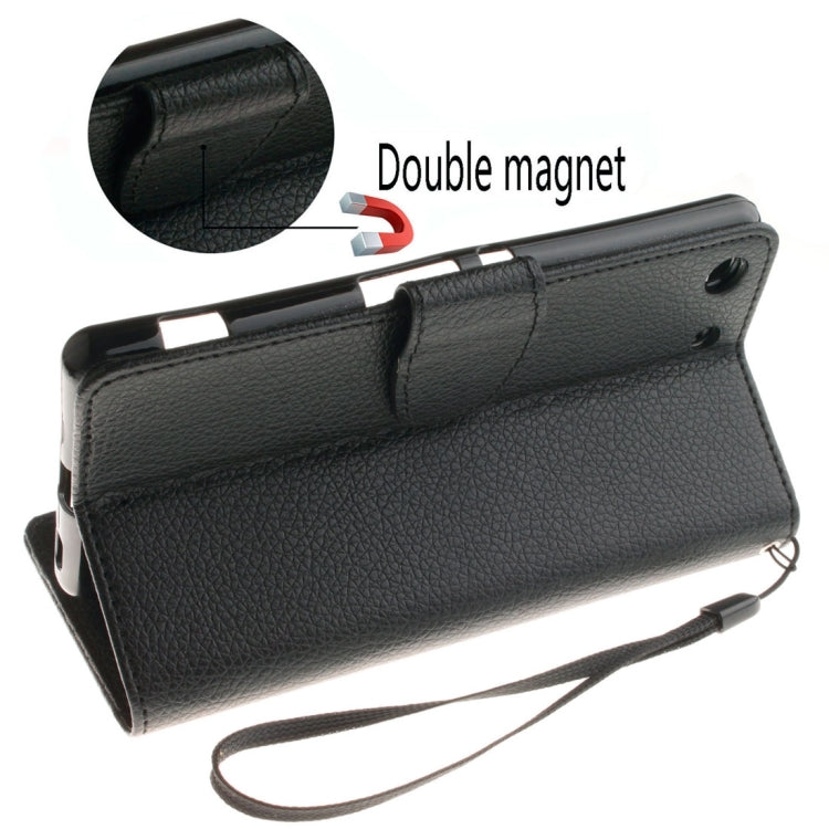 For Sony Xperia M5 LItchi Texture Horizontal Flip PU Leather Case with Holder & Card Slots & Wallet & Photo Frame & Lanyard