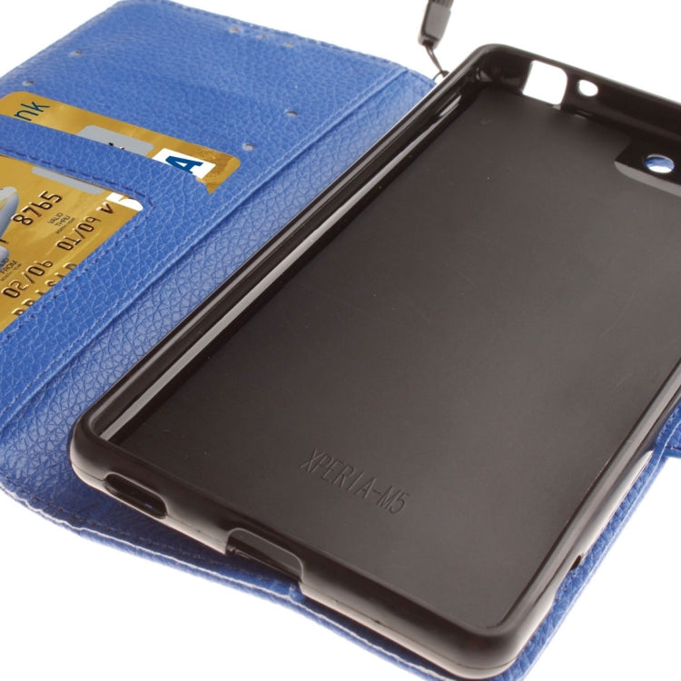 For Sony Xperia M5 LItchi Texture Horizontal Flip PU Leather Case with Holder & Card Slots & Wallet & Photo Frame & Lanyard