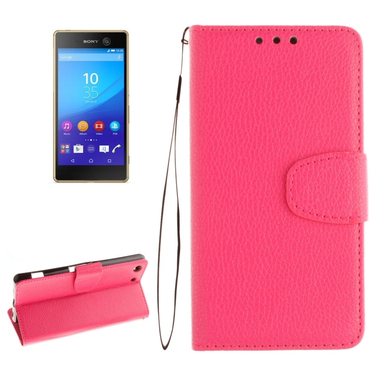 For Sony Xperia M5 LItchi Texture Horizontal Flip PU Leather Case with Holder & Card Slots & Wallet & Photo Frame & Lanyard