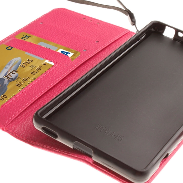 For Sony Xperia M5 LItchi Texture Horizontal Flip PU Leather Case with Holder & Card Slots & Wallet & Photo Frame & Lanyard