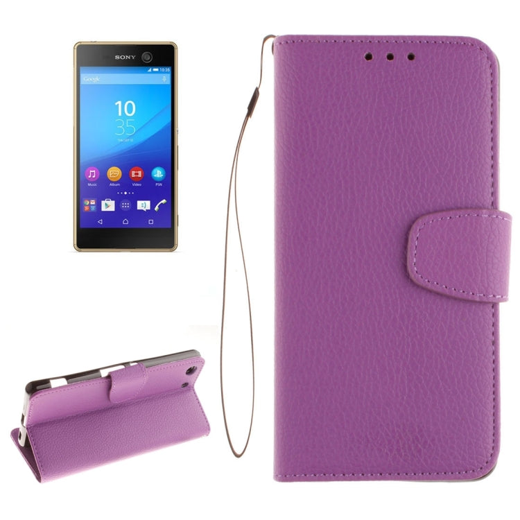 For Sony Xperia M5 LItchi Texture Horizontal Flip PU Leather Case with Holder & Card Slots & Wallet & Photo Frame & Lanyard