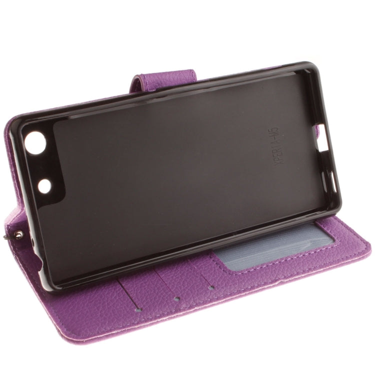 For Sony Xperia M5 LItchi Texture Horizontal Flip PU Leather Case with Holder & Card Slots & Wallet & Photo Frame & Lanyard