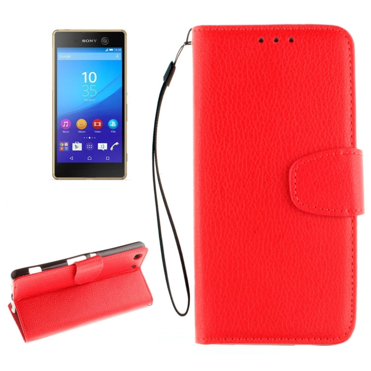 For Sony Xperia M5 LItchi Texture Horizontal Flip PU Leather Case with Holder & Card Slots & Wallet & Photo Frame & Lanyard
