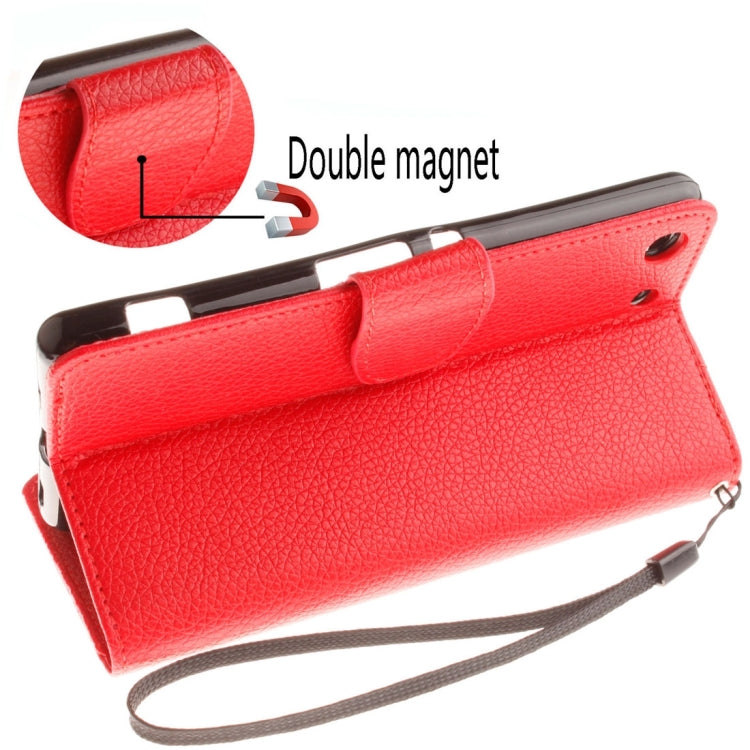 For Sony Xperia M5 LItchi Texture Horizontal Flip PU Leather Case with Holder & Card Slots & Wallet & Photo Frame & Lanyard