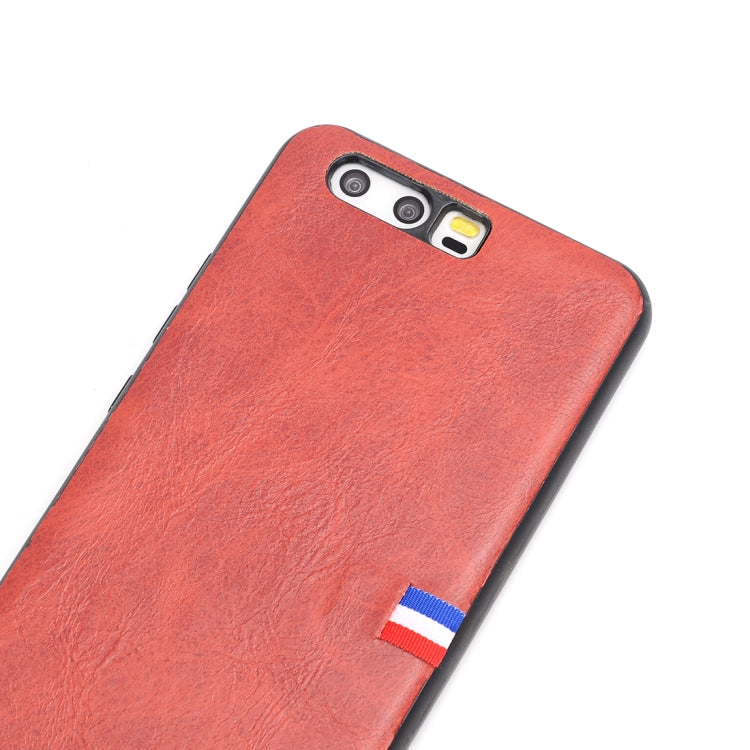 For Huawei  P10 PU Leather Crazy Horse Texture Flag Detail Protective Back Case