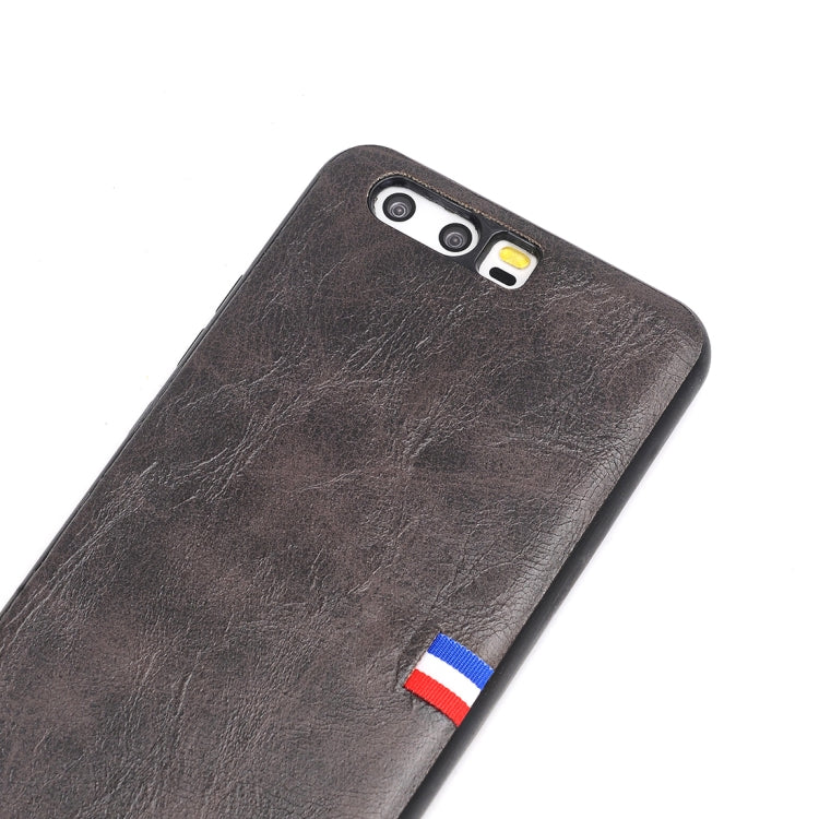 For Huawei  P10 Plus PU Leather Crazy Horse Texture Flag Detail Protective Back Case