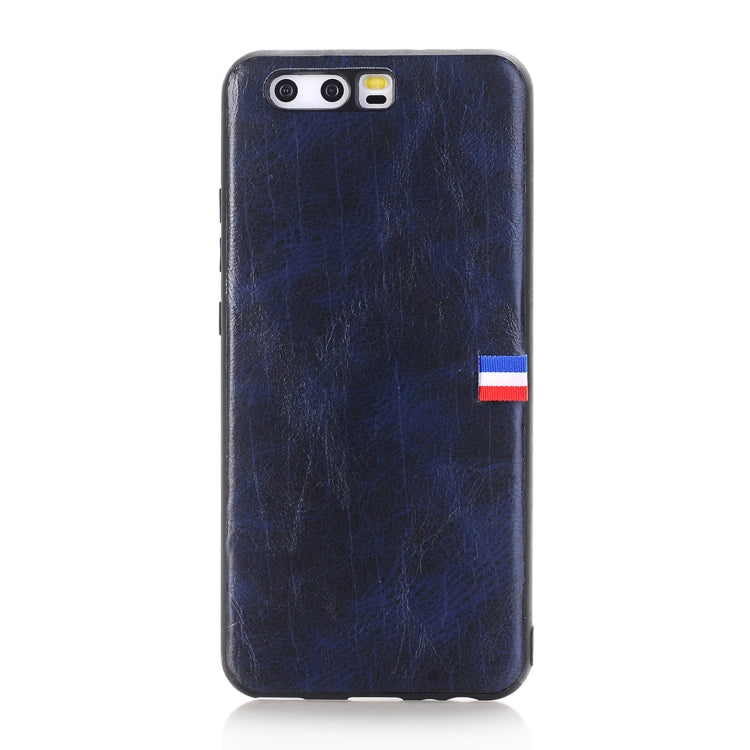 For Huawei  P10 Plus PU Leather Crazy Horse Texture Flag Detail Protective Back Case