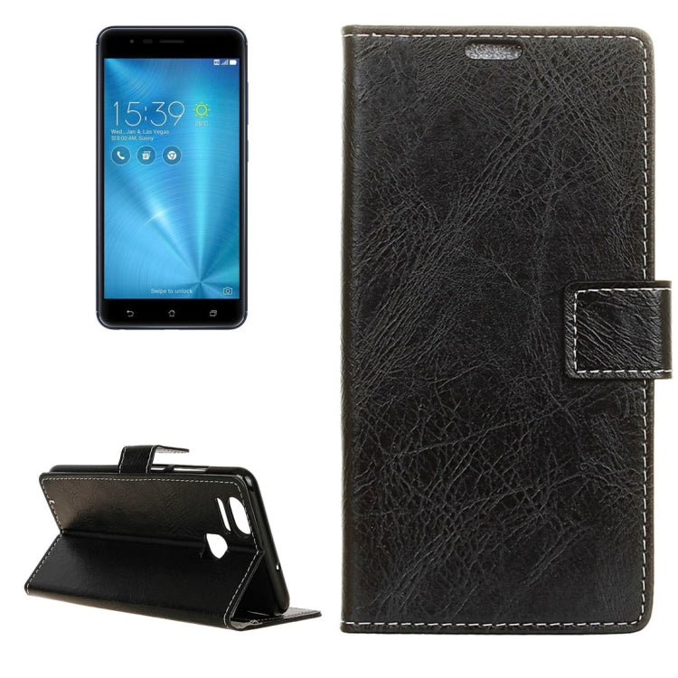 For ASUS ZenFone 3 Zoom / ZE553KL Retro Crazy Horse Texture Horizontal Flip Leather Case with Holder & Card Slots & Wallet & Photo Frame