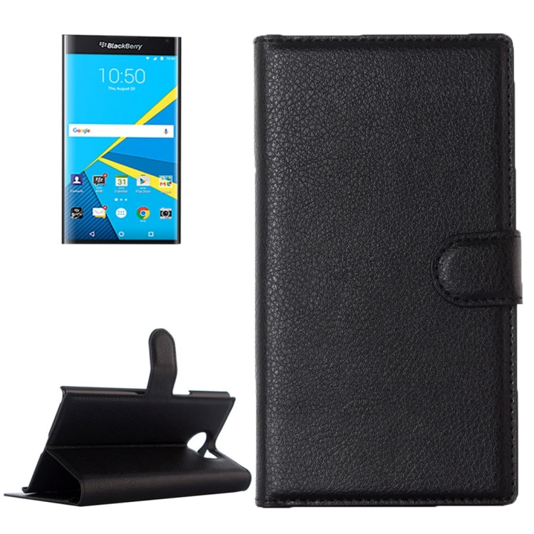 For Blackberry Priv Litchi Texture Horizontal Flip Leather Case with Magnetic Buckle & Holder & Card Slots & Wallet