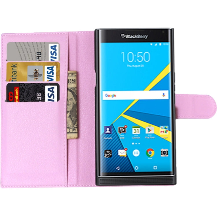 For Blackberry Priv Litchi Texture Horizontal Flip Leather Case with Magnetic Buckle & Holder & Card Slots & Wallet