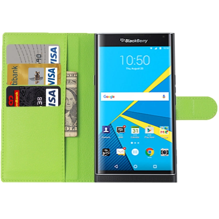 For Blackberry Priv Litchi Texture Horizontal Flip Leather Case with Magnetic Buckle & Holder & Card Slots & Wallet