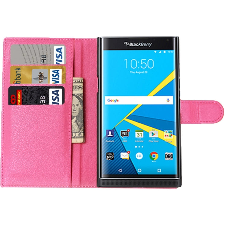 For Blackberry Priv Litchi Texture Horizontal Flip Leather Case with Magnetic Buckle & Holder & Card Slots & Wallet