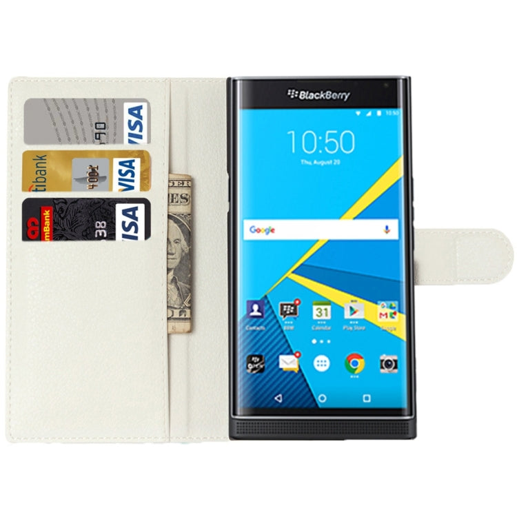 For Blackberry Priv Litchi Texture Horizontal Flip Leather Case with Magnetic Buckle & Holder & Card Slots & Wallet