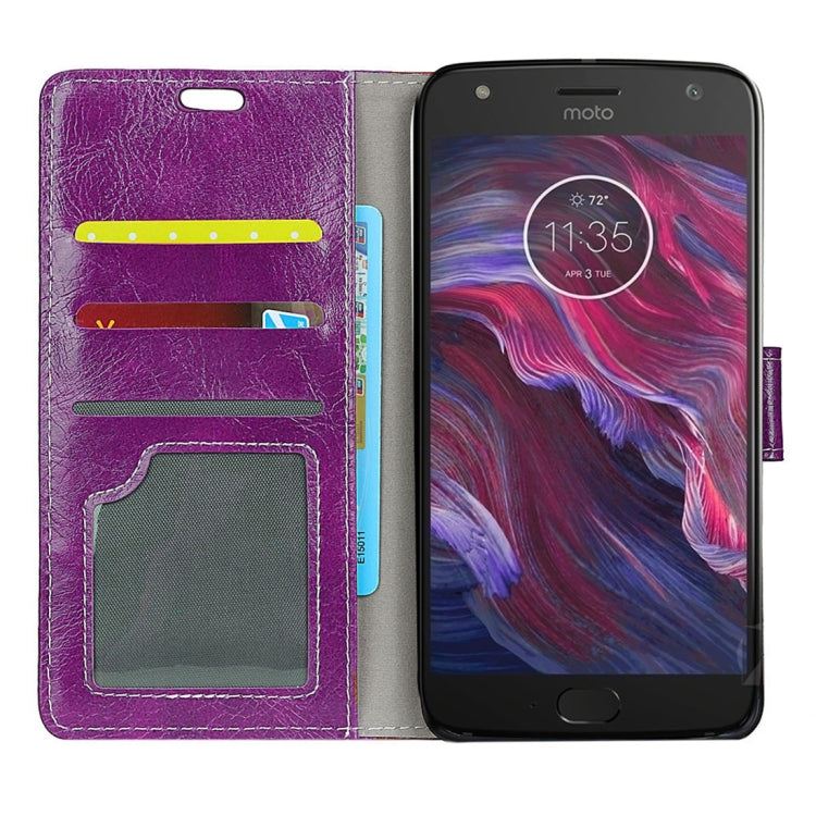 For Motorola Moto X4 Crazy Horse Texture Horizontal Flip Shockproof Protective Leather Case with Holder