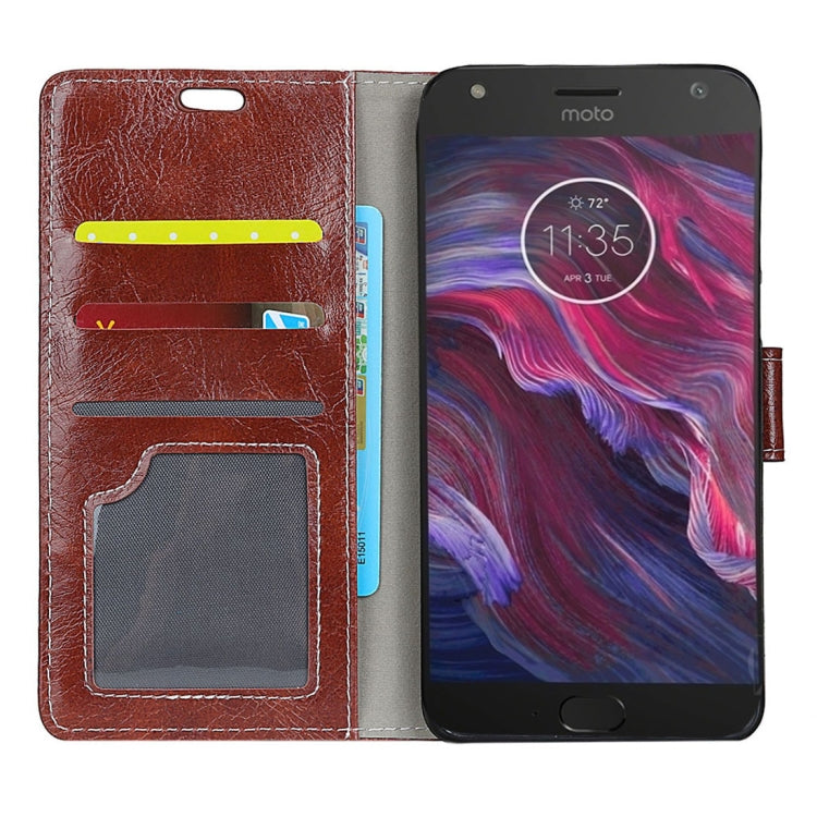 For Motorola Moto X4 Crazy Horse Texture Horizontal Flip Shockproof Protective Leather Case with Holder