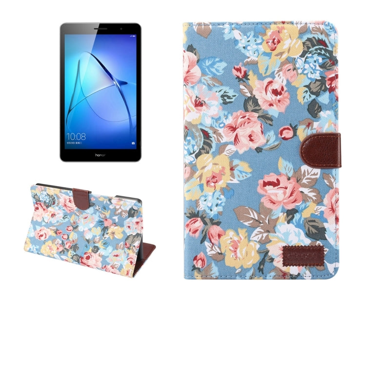 For Huawei  MediaPad T3 8.0 inch Flower Pattern Cloth Surface Horizontal Flip Leather Protective Case with Holder & Card Slots & Wallet & Photo Frame