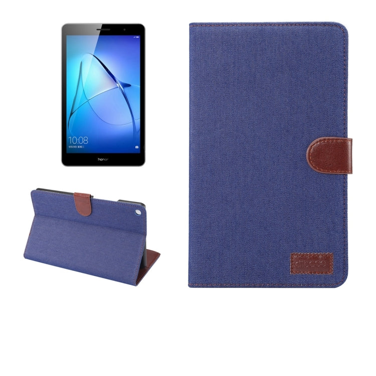 For Huawei  MediaPad T3 8.0 Denim Texture Horizontal Flip Leather Case with Holder & Card Slots & Wallet & Photo Frame(Blue)