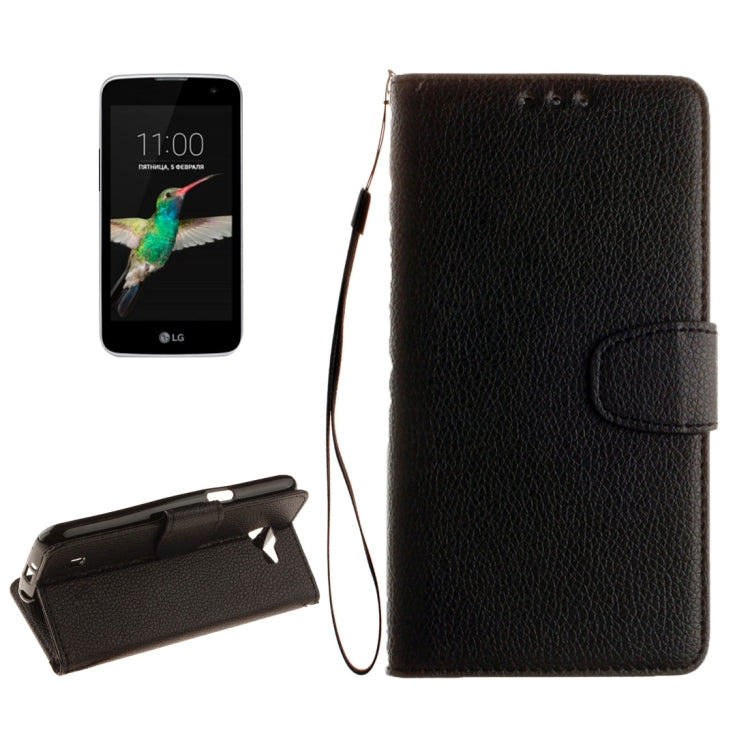 For LG K4 Litchi Texture Horizontal Flip Leather Case with Holder & Card Slots & Wallet & Photo Frame & Lanyard