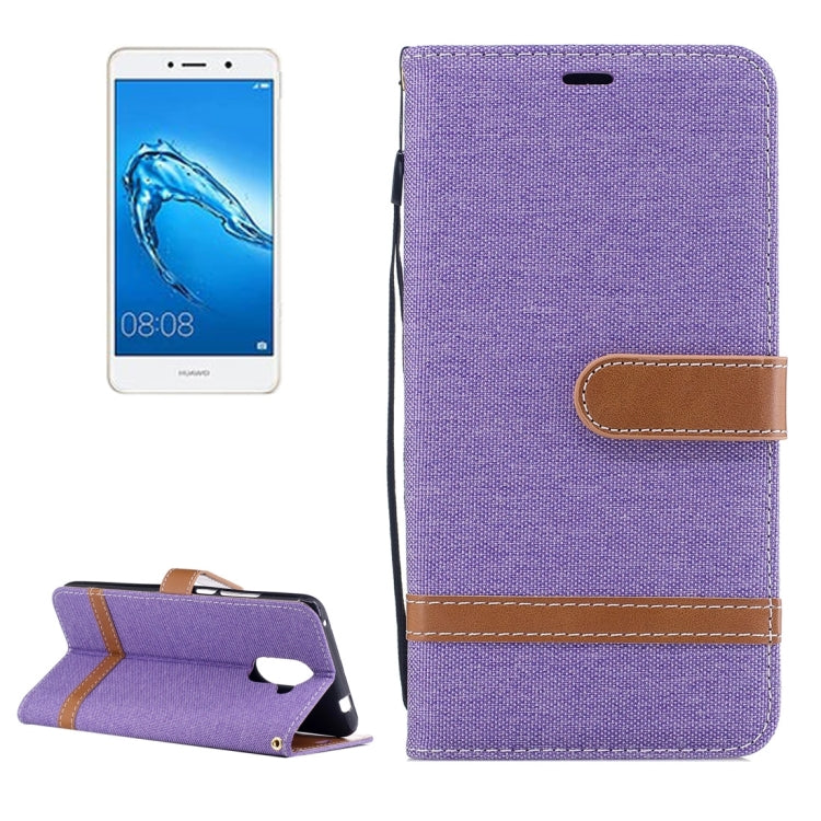 For Huawei  Y7 Denim Texture Leather Case with Holder & Card Slots & Wallet & Lanyard