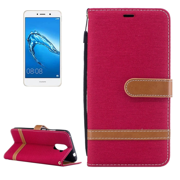For Huawei  Y7 Denim Texture Leather Case with Holder & Card Slots & Wallet & Lanyard