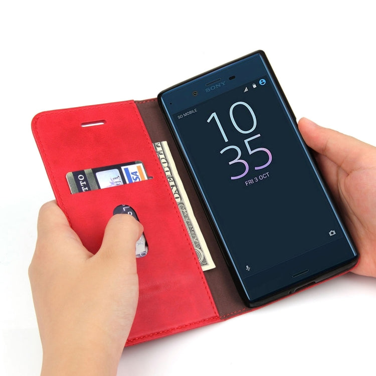 For Sony Xperia XZ & XZs Retro Crazy Horse Texture Horizontal Flip Leather Case with Holder & Card Slots & Wallet(Red)