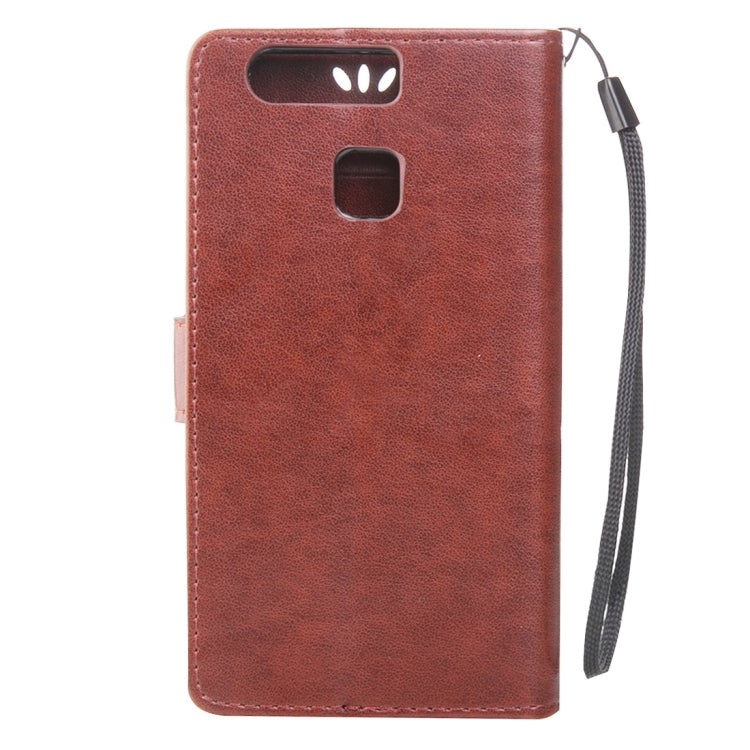 For Huawei  P9 Crazy Horse Texture Printing Horizontal Flip Leather Case with Holder & Card Slots & Wallet & Lanyard