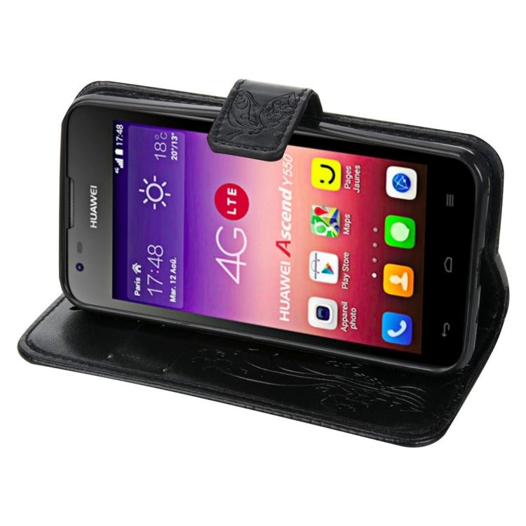 For Huawei  Ascend Y550 Crazy Horse Texture Printing Horizontal Flip Leather Case with Holder & Card Slots & Wallet & Lanyard