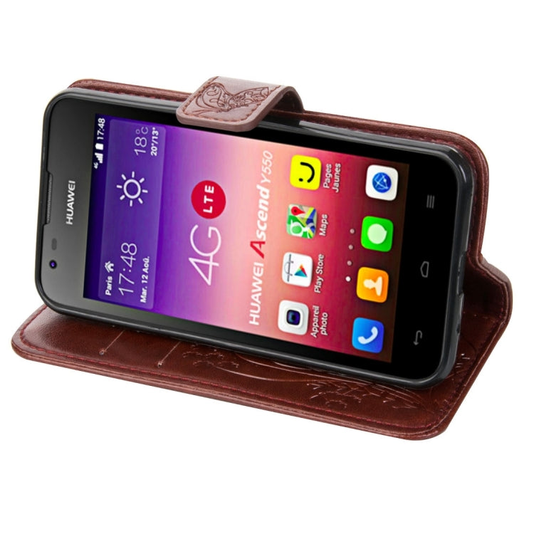 For Huawei  Ascend Y550 Crazy Horse Texture Printing Horizontal Flip Leather Case with Holder & Card Slots & Wallet & Lanyard