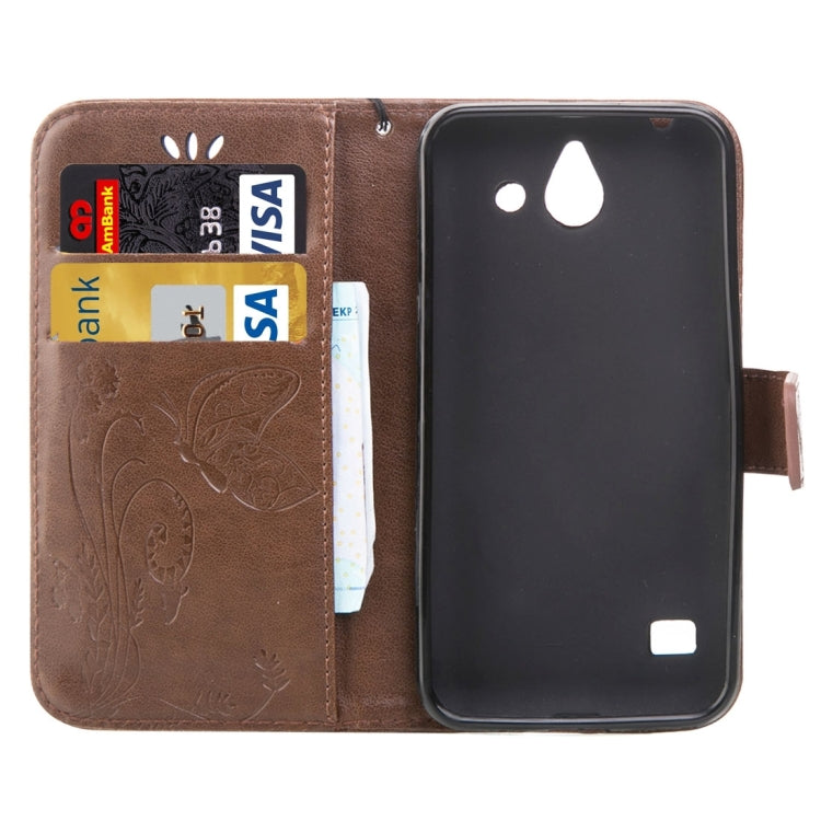 For Huawei  Ascend Y550 Crazy Horse Texture Printing Horizontal Flip Leather Case with Holder & Card Slots & Wallet & Lanyard